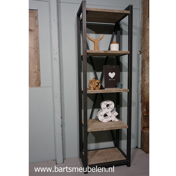 Boekenkast steigerhout en staal 2 volledig ingericht met planken ... Boekenkast steigerhout en staal 2 volledig ingericht met planken ...